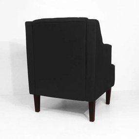 Poltrona Classic Suede Preto Pés Palito Sala, Quarto, Decoração