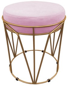 Puff Multiuso com Mesa Babu 2 em 1 Suede Base Dourado D'Rossi - Rosa Bebê
