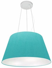 Lustre Pendente Cone Md-4141 Cúpula em Tecido 30/50x35cm Azul Turquesa - Bivolt