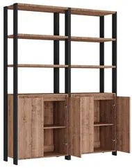 Estante Livreiro 4 Portas Estilo Industrial Chess F04 Preto/Solanum -