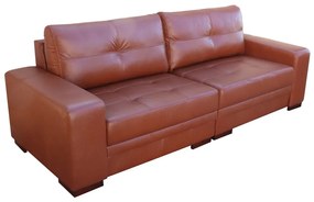 Sofá 3 Lugares Bipartido Sala de Estar 240cm Milano Couro Caramelo G58 - Gran Belo