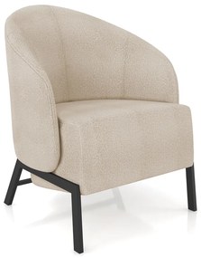 Poltrona Sala de Estar Base Industrial Luar Bouclê K01 - D'Rossi - Creme