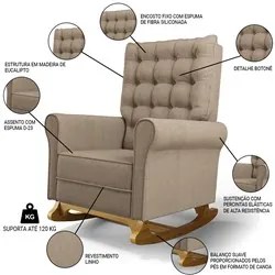 Kit 02 Poltronas de Amamentação e Descanso Base Madeira Balanço Brenda