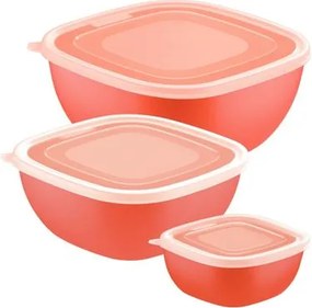 Jogo de Potes Tramontina MixColor em Polipropileno Laranja com Tampa Transparente 3 Peças