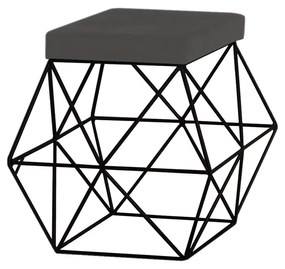 Puff Decorativo Sala de Estar Base Preto Trixie Suede Cinza G41 - Gran Belo
