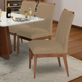 Conjunto 4 Cadeira Decorativa Leticia Aveludado Nude