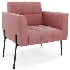 Poltrona Para Sala Pés Metálicos Preto Ana Suede Rosê - Ibiza
