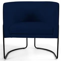 Poltrona Decorativa Base Aço Betina C-304 Veludo Azul Marinho - Domi