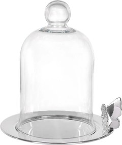 Prato de Prata c/ Borboleta e Cúpula em Vidro