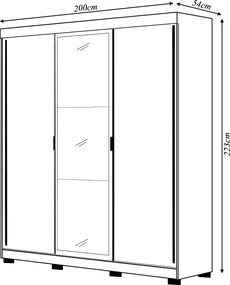 Guarda Roupa Casal Heros 3 Portas de Correr Dupla Face com Espelho MDF Branco/Terracota G98 - Gran Belo