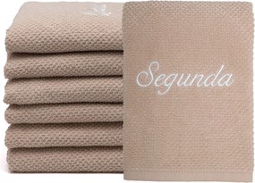 Kit 7 Panos de Prato Prime 100% Algodão Dias da Semana - Bege  Bege