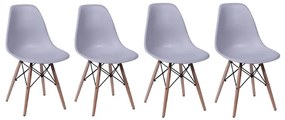 Conjunto 4 Cadeiras Eiffel Base Madeira Cinza - Conjunto 4 Cadeiras Eiffel Base Madeira - Cinza