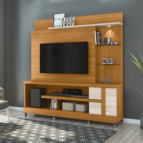Home Theater Maxim MDP Porta 2 Prateleiras Iluminação LED até 55 Cinamomo/OffWhite G97 - Gran Belo