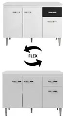 Balcão Gabinete Para Pia Com Tampo 120cm 3 Portas e 1 Gaveta Gabriela