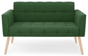 Sofá Namoradeira Elisa Suede Pés Palito Natural - D'Rossi - Verde