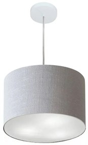 Lustre Pendente Cilíndrico Md-4211 Cúpula em Tecido 35x25cm Rustico Cinza - Bivolt