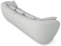 Sofá 2 Lugares 212cm Orgânico Pé Madeira Yume Bouclê Cinza Z55 - Mpoze