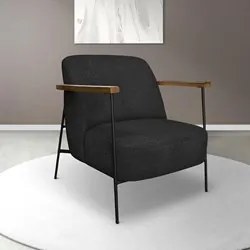 Poltrona para Sala Pés Metálicos Kit 2 Ellen S06 Boucle Preto - Mpozen