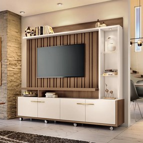 Home Theater Titan TV até 60 Polegadas com LED Castanho/Off White G26 - Hb Móveis