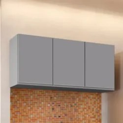 Armário de Cozinha Aéreo 120cm 3 Portas Virgínia Cinza      - Lumil