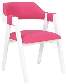 Cadeira de Jantar Estofada Ottawa Branca e Couríssimo Rosa