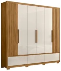 Guarda Roupa Casal 6 Portas 5 Gavetas 240cm Arizona Z17 Freijó/Off Whi