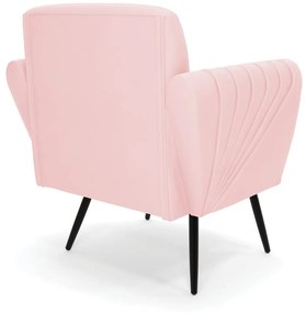Poltrona Pés Palito de Ferro Bruna Suede Rosa Bebê - D'Rossi