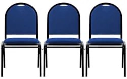 Kit 3 Cadeiras Hoteleiras Auditório Empilhável Linho Z33 Azul - Mpozen
