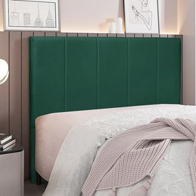 Cabeceira Decorativa Casal 1,40M Erza Veludo Verde Floresta G63 - Gran Belo