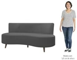Sofá 2 Lugares para Sala Living 135cm Pés Palito Korah Z08 Linho Cinza