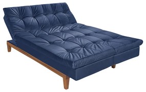 Sofá Cama Reclinável 2 Lugares Change Veludo Azul G30 - Gran Belo