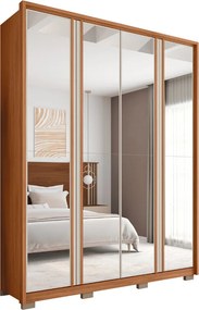Guarda Roupa Orbit Solteiro 4 Portas de Bater com 4 Espelhos e Gavetas  MDF Freijo/OffWhite G11 - Gran Belo