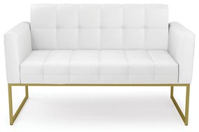 Sofá Namoradeira Elisa Corino Base Metálica Industrial Dourado - D'Rossi - Branco