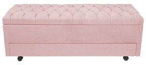 Calçadeira Baú com Sapateira Queen 160cm Paris Capitonê Suede Rosa - Sheep Estofados - Rosa