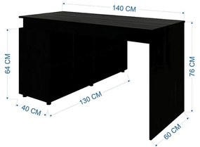 Mesa de Escritório em L  Escrivaninha Diretor 8 Nichos Preto