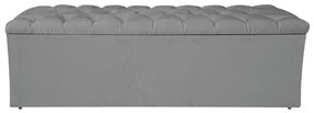 Calçadeira Estofada Liverpool 160 cm Queen Size Suede Cinza - ADJ Decor
