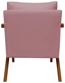 Poltrona Decorativa Amber Base De Madeira Veludo Rose