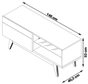 Rack Bancada 1 Gaveta 146cm Amy Off White/Nature G29 - Gran Belo