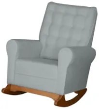 Poltrona Amamentação Base Madeira Balanço Maju Bouclê Cinza F03 - Mpoz