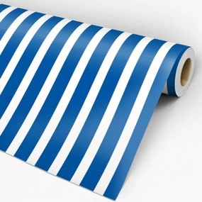 Papel de Parede Listrado Azul e branco 0.52m x 3.00m