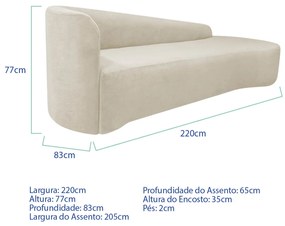 Kit Sofá Curvo França 220cm LD. e 2 Poltronas Luiza Max Conforto, Elegância e Design Moderno Bouclé