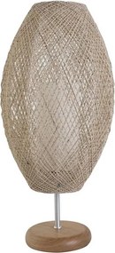Luminaria De Mesa Juta Rustica E Madeira Bege