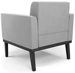Sofá Namoradeira e 2 Poltronas Base Madeira Preto Ana Suede Cinza - Ib