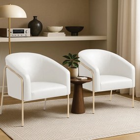Poltrona Sala Industrial Alta Champanhe Kit 2 Stella Sintético PU D03 - D'Rossi - Branco