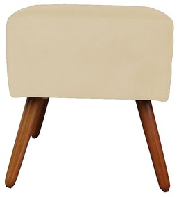Puff Decorativo Quadrado Malu com Pés Palito Suede Bege