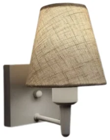 Arandela Quadrada Md-2034 Branco Cúpula em Tecido Cone Rustico Bege - Bivolt