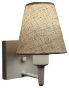 Arandela Quadrada Md-2034 Branco Cúpula em Tecido Cone Rustico Bege - Bivolt