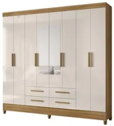 Guarda Roupa Casal 204cm Com Espelho Vitta Freijó/Off Z17    - Mpozena