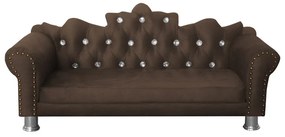 Mini Divã Sofá Realeza Cama Pet para Cães ou Gatos Elegante Suede Marrom