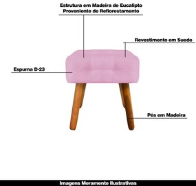 Kit 2 Puffs Decorativos Pés Palito Karen Suede Rosa G19 - Gran Belo